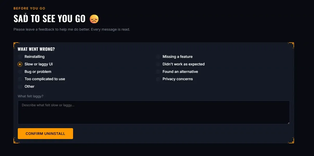 Illustration for Every 3 users, 1 tells me why they uninstalled my extension. It used to be 1 every 33. Here is what I did, and you can implement it in minutes